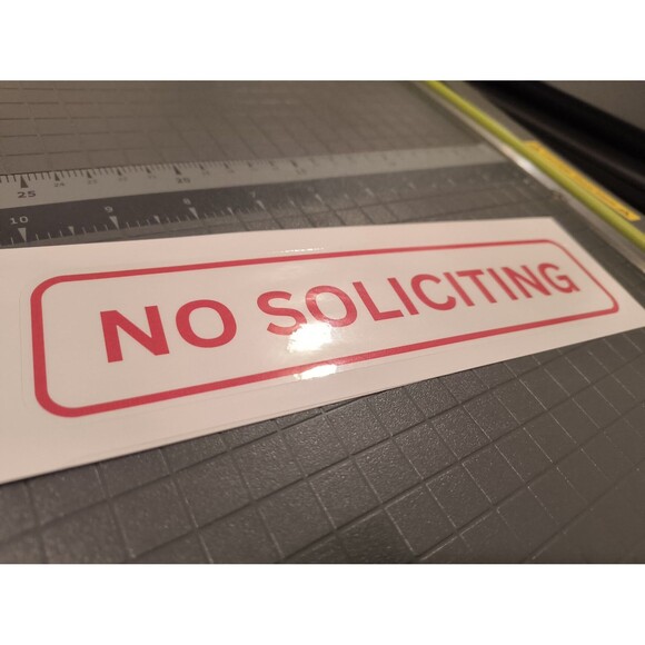 No Soliciting Sign Waterproof Vinyl Decal Sticker Door Window Wall (2 Pack) - Picture 3 of 4